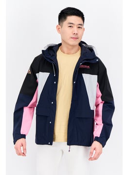 adidas Originals Men Brand Logo Hooded Outdoor Jacket, Navy  - Image 1