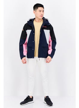 adidas Originals Men Brand Logo Hooded Outdoor Jacket, Navy  - Image 4