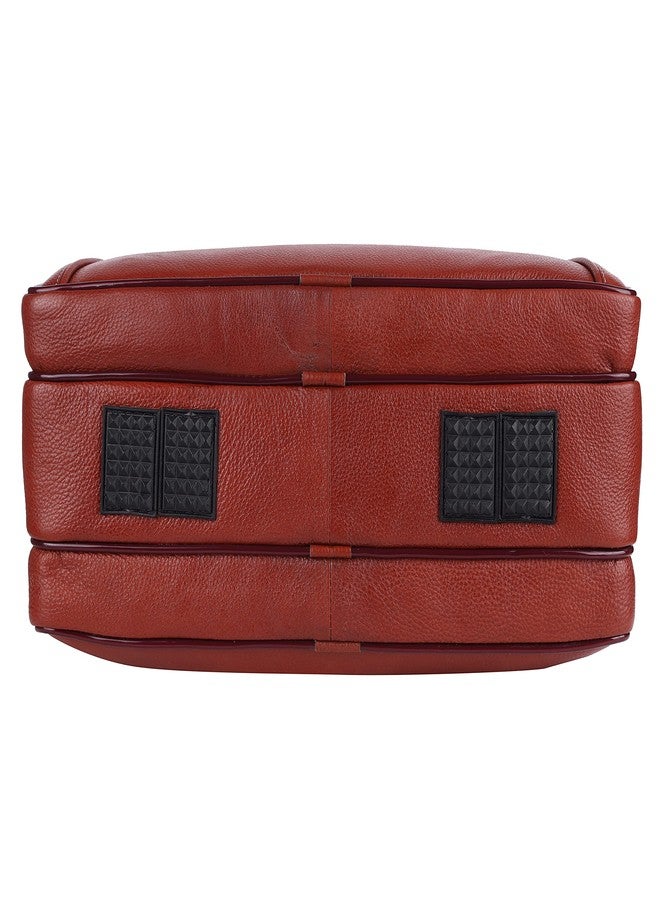 TAURUS Genuine Bombay Brown Leather 15.6 Inch Laptop Messenger Bag For Men (TAN) - Image 4