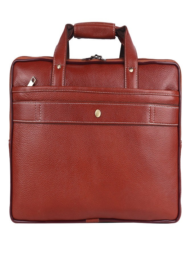 TAURUS Genuine Bombay Brown Leather 15.6 Inch Laptop Messenger Bag For Men (TAN) - Image 2
