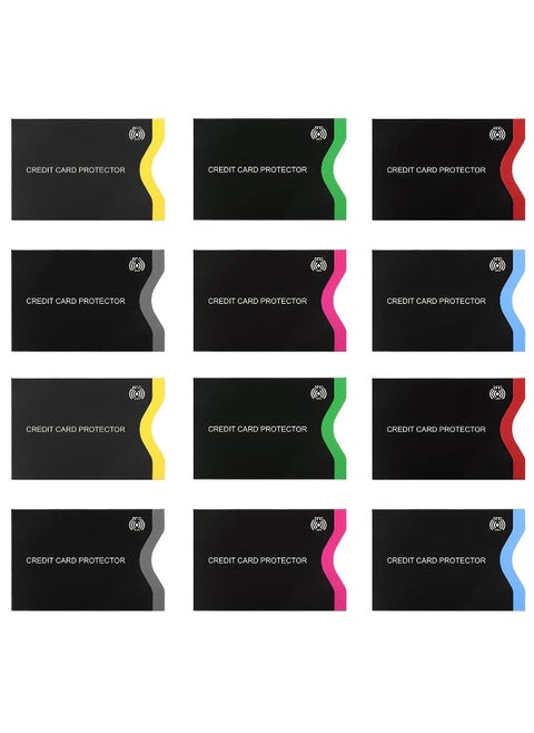 12 Pack RFID Blocking Sleeves Advanced Identity Card Protection Colorful Numbered Design Prevent Electronic Theft Travel Secure RFID Blocker for Credit Debit Card Passport 6 Color x 2