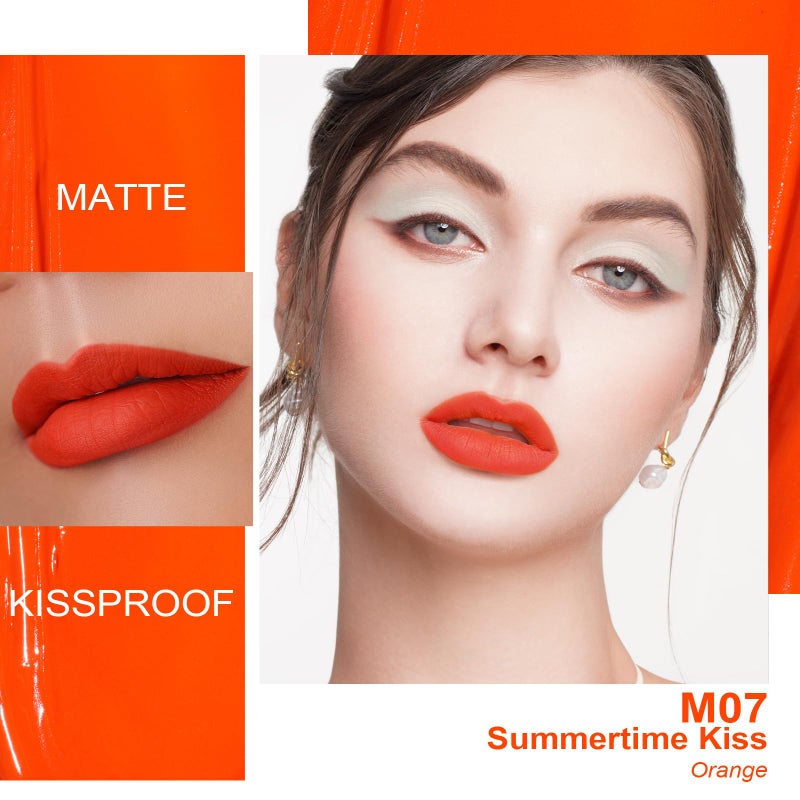 Oulac Matte Liquid Orange Lipstick for Women, Long Lasting Lipstick Waterproof Lip Stain, No Transfer, Creamy High Pigmented Formula with Rose Oil, Vegan & Cruelty-Free,Orange Red M07 - Image 3