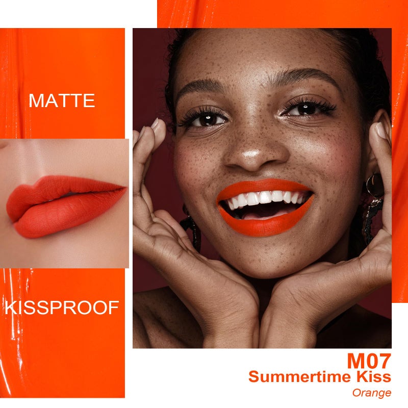 Oulac Matte Liquid Orange Lipstick for Women, Long Lasting Lipstick Waterproof Lip Stain, No Transfer, Creamy High Pigmented Formula with Rose Oil, Vegan & Cruelty-Free,Orange Red M07 - Image 2