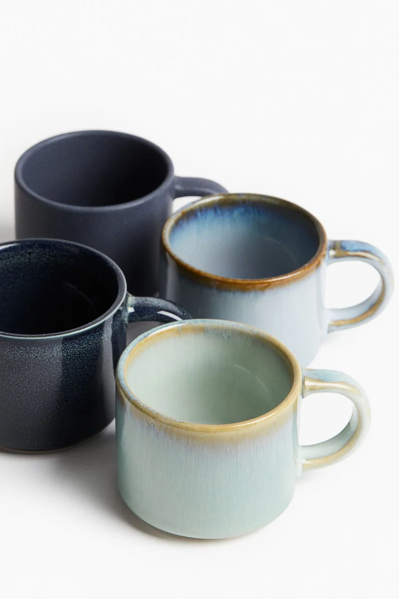 H&M 4-pack stoneware espresso mugs