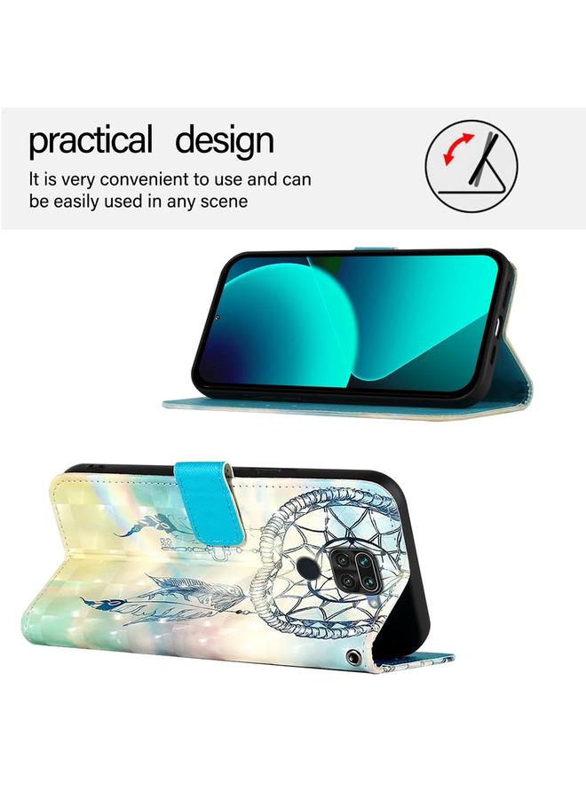 erorex Case For Redmi Note 9 4G / Redmi 10X 4G 3D Painting Horizontal Flip Leather Phone Case - Image 3