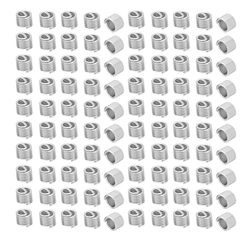 Stainless Steel Wire Screw Sleeve M6x1.0x1.5D 100-Pack - Thread Repair Insert for Low Strength Materials - Anti-Loose Vibration Resistant Fastener for Automotive Aircraft Applications - Image 1
