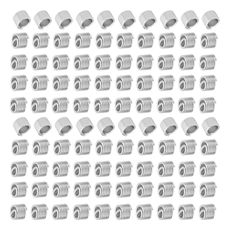 Stainless Steel Wire Screw Sleeve M6x1.0x1.5D 100-Pack - Thread Repair Insert for Low Strength Materials - Anti-Loose Vibration Resistant Fastener for Automotive Aircraft Applications - Image 2