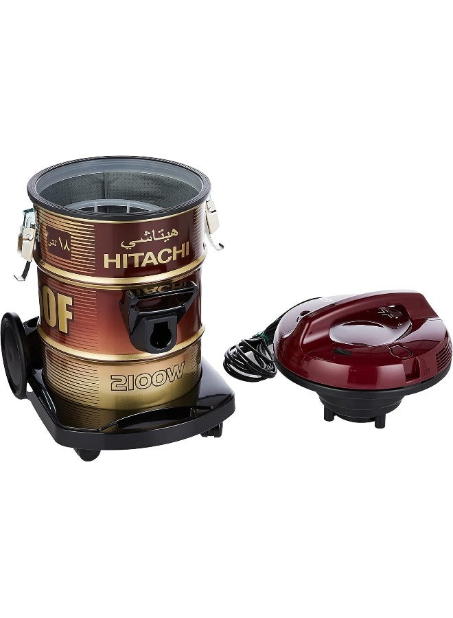 HITACHI Canister Vacuum 2100W 18 L 2100 W CV-950H SS220 WR Red/Gold - Image 3