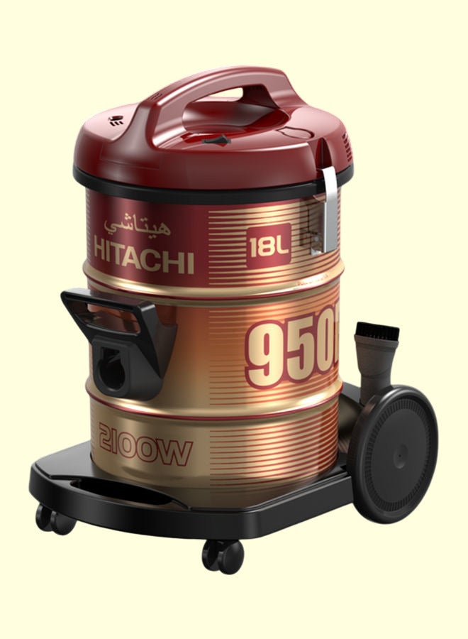 HITACHI Canister Vacuum 2100W 18 L 2100 W CV-950H SS220 WR Red/Gold - Image 1