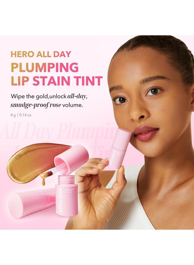 APRILSKIN Hero All Day Plumping Lip Stain | 24H Long-Lasting | Quick Visible Plumping for Fuller-Looking Lips | Smudge-Proof & Transfer Proof Wipe-Off Tint | Natural Rose | 0.14oz - Image 2