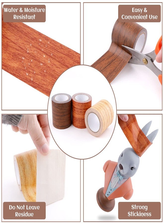 DIBALIYI 2 Roll Grain Tapes, Floor Repair Patch Textured Adhesive, Wood Printed Tape Strong Adhesive, Wood Repair Patch for Wall Corner Table Door Sofa Home Decor (Dark Brown) - Image 2