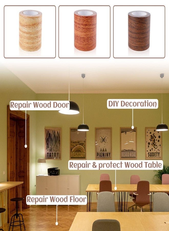 DIBALIYI 2 Roll Grain Tapes, Floor Repair Patch Textured Adhesive, Wood Printed Tape Strong Adhesive, Wood Repair Patch for Wall Corner Table Door Sofa Home Decor (Dark Brown) - Image 3