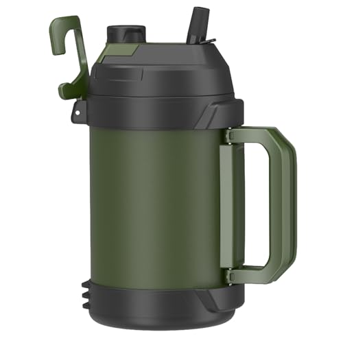 Zukro 1 Gallon Water Jug, One Gallon Large Triple Wall Insulated Water Bottle With Straw and Spout, Keep Cold 48 Hours, No Sweat 128 oz Stainless Steel Sport Jug For Gym, Camping, Outdoors, Green - Image 1
