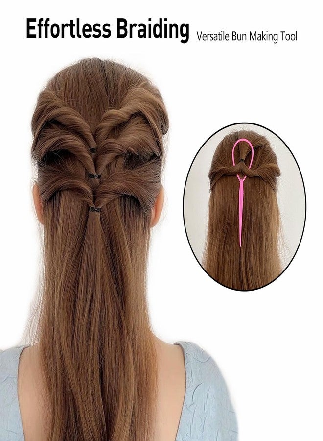 Kootinn Hair Styling Tool Set - 6 Pack with French Braid Loops, Rat Tail Combs, and More for Versatile Hairstyles, Pink - Image 4