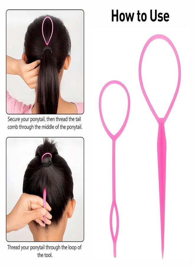 Kootinn Hair Styling Tool Set - 6 Pack with French Braid Loops, Rat Tail Combs, and More for Versatile Hairstyles, Pink - Image 3