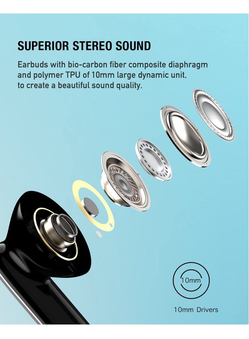 Arabest True Wireless Earbuds, Bluetooth 5.2 in-Ear Mini Earphones with Mic, Waterproof Headphones for Sport, Touch Control Headset with USB-C for Smart Phone Computer Laptop, Black  - Image 4