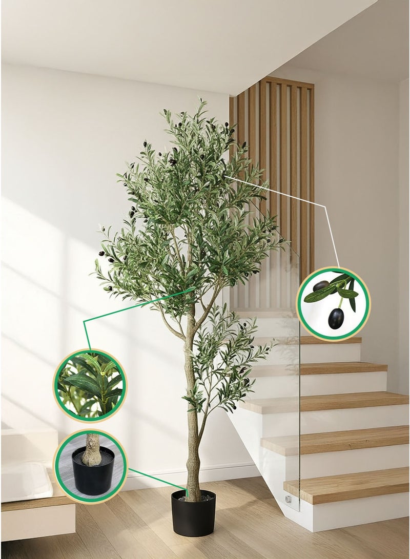Artificial Olive Tree Potted Plant 6ft 180CM Silk Tree, perfect potted simulation plant for indoor outdoor home office garden modern decoration housewarming gift - Image 1