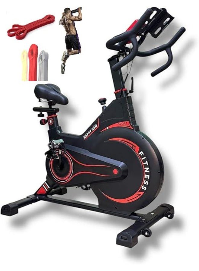 Home exercise bike for cardio and muscle strengthening with adjustable height. (Includes a free red resistance band) - Image 1