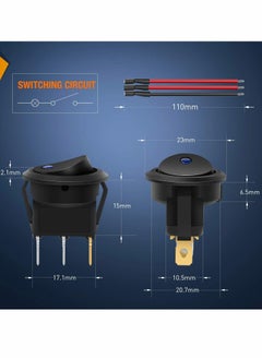 Y&D toggle switch 12V 8PCS TERRIFI Round Blue Toggle LED Rocker Switch On-Off Control SPST 3Pins for Car Truck Boat Marine Off-Road Vehicle with 24PCS Wires  - Image 4