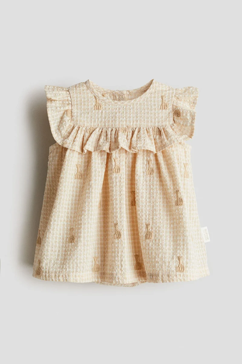 اتش اند ام Embroidery-detail seersucker dress