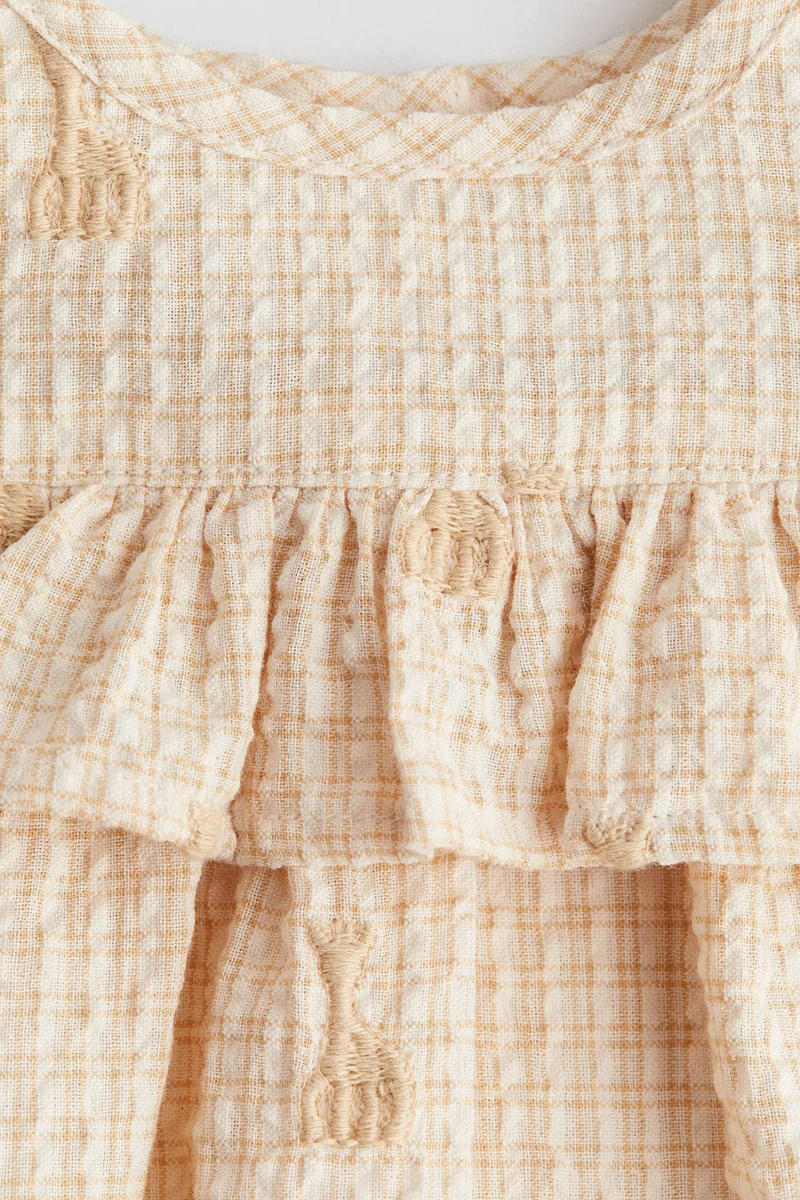 اتش اند ام Embroidery-detail seersucker dress