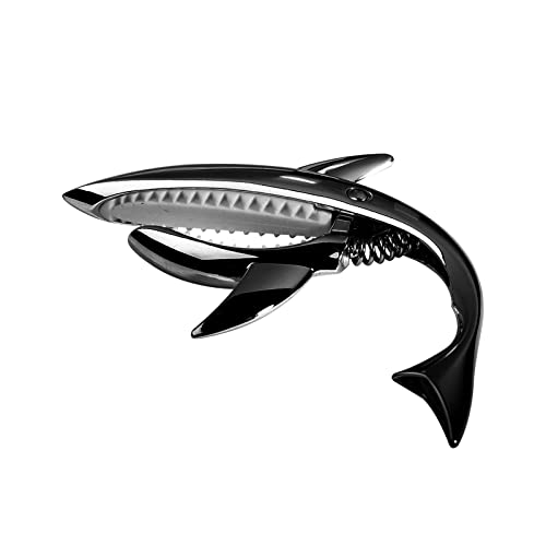 Cheerock Shark Capo, Zinc Alloy Guitar Capo with 2x0.71mm Picks & Pouch for Acoustic/Electric/Ukulele/Bass/Mandolin (Black Gift) - Image 4