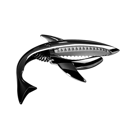 Cheerock Shark Capo, Zinc Alloy Guitar Capo with 2x0.71mm Picks & Pouch for Acoustic/Electric/Ukulele/Bass/Mandolin (Black Gift) - Image 2