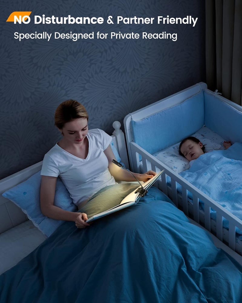 Glocusent Lightweight Rechargeable 10 Led Amber Book Light For Reading In Bed ClipOn Eyecare Warm Reading Light Up To 80Hrs 3 Brightness Dimmable X 3 Color Modes Perfect For Readers Kids Abs - Image 5