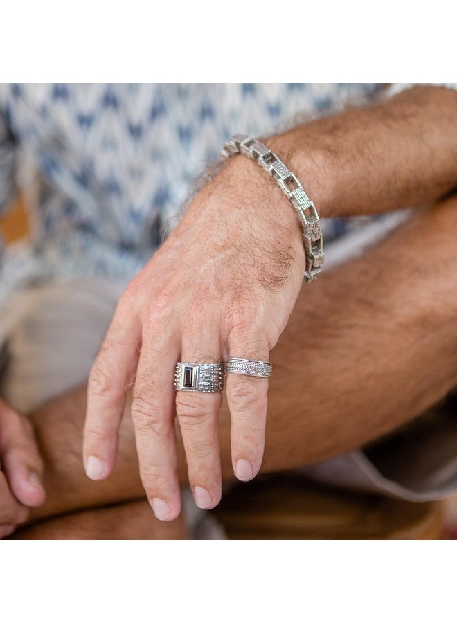 NOVICA خاتم التأمل الدوار المصنوع يدويًا من الفضة الإسترلينية .925 بدون حجر إندونيسيا [عرض الخاتم 7 مم] 'مسار اللانهاية' - Image 4