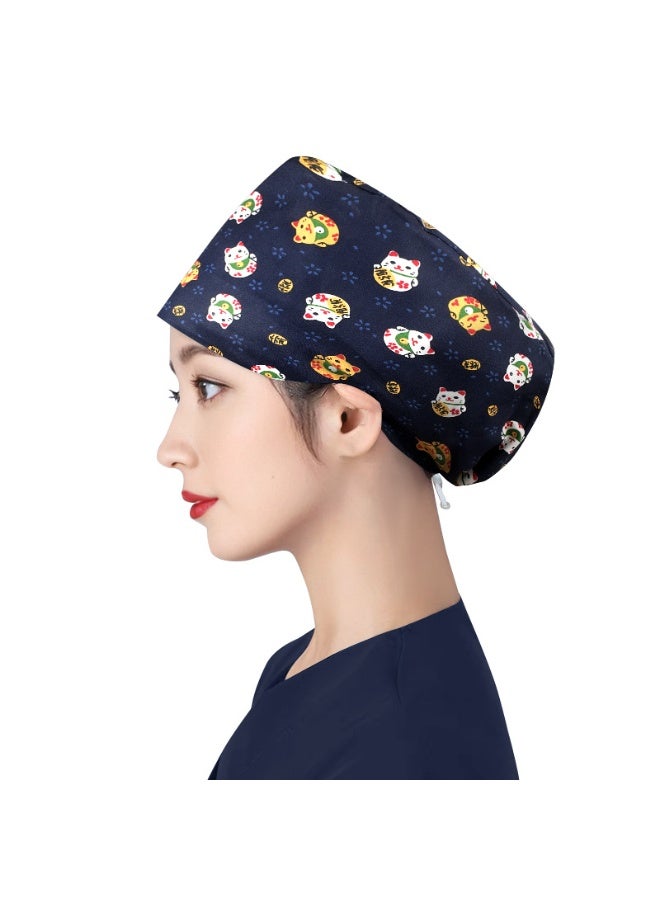 NIBEMINENT Women's Long Hair Nursing Cap Cotton Adjustable Medical Hospital Surgical Cap Unisex Anesthesiologist Nurse Working Scrub Caps