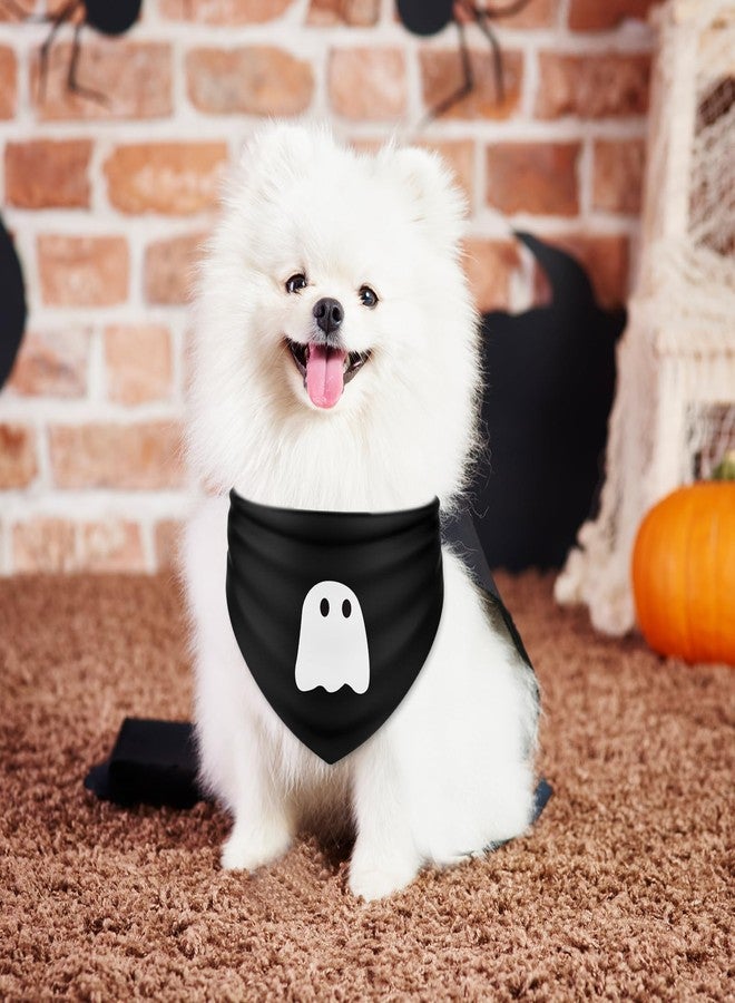 JarThenaAMCS 2Pcs Halloween Dog Bandanas White Black Spooky Ghost Reversible Triangle Dog Bibs Adjustable Pet Neckerchief Scarf for Small Medium Large Pet Cat Costume Accessories - Image 5