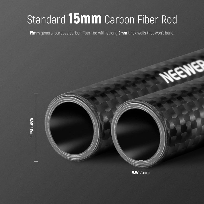 NEEWER 15 mm Carbon Fibre Extension Rods Pack of 2, Compatible with SmallRig Compatible with Tilta Shoulder Support System 15 mm Rail Follow Focus for DSLR Camera, SR002 (30 cm) - Image 2