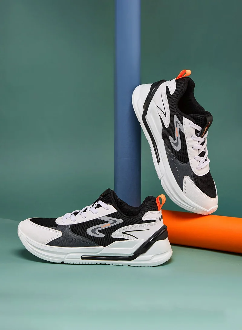 CAMPUS Kids Black Classic Low-Top Sneakers, Contrast Look Shoes with Comfortable Sole for All-Day Fun