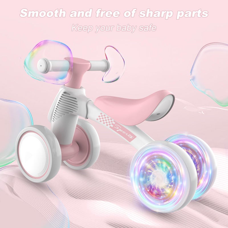 WETIFY Colorful Lighting Baby Balance Bike Toys for 1 Year Old Girl Gifts, 10-36 Month Toddler Balance Bike, No Pedal 4 Silence Wheels & Soft Seat First Bike, One Year Old Girl Birthday Gifts - Image 4