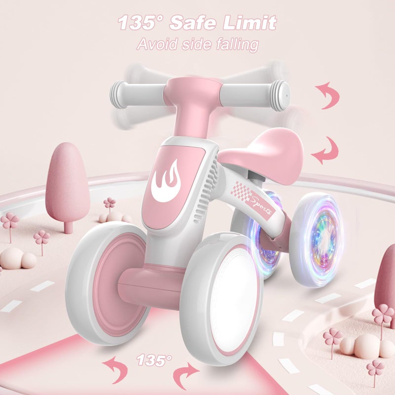 WETIFY Colorful Lighting Baby Balance Bike Toys for 1 Year Old Girl Gifts, 10-36 Month Toddler Balance Bike, No Pedal 4 Silence Wheels & Soft Seat First Bike, One Year Old Girl Birthday Gifts - Image 3