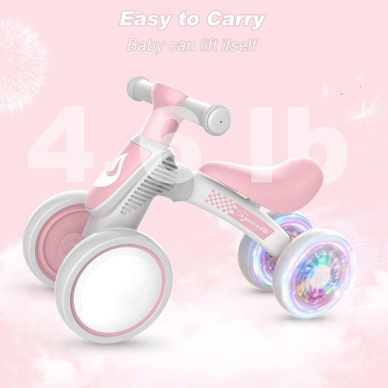 WETIFY Colorful Lighting Baby Balance Bike Toys for 1 Year Old Girl Gifts, 10-36 Month Toddler Balance Bike, No Pedal 4 Silence Wheels & Soft Seat First Bike, One Year Old Girl Birthday Gifts - Image 5