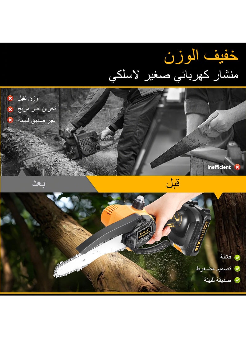ELIKLIV - Mini Chainsaw Cordless 6&4 Inch Compatible with ELIKLIV 21V Battery, Electric Small Chain Saw with Security Lock, Handheld Prunning Shears Chainsaw for Wood Cutting Tree Trimming Gardening - Image 1