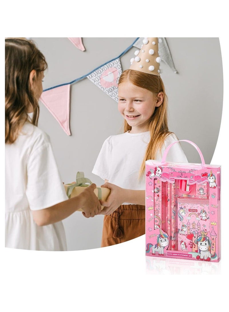Generic Unicorn Stationery Set Include 2 Pcs Pencil Case Rulers Eraser Sharpener and Coin Purse for Girls Boys - Image 4