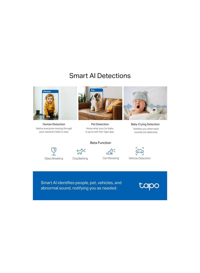 Tapo 2K 4MP C220 WiFi Indoor Surveillance Camera, Person Detection, Two-Way Audio, Compatible Assistant, for Baby/Pets (UAE Version) - Image 5
