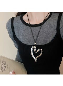 Vintage Diamond Studded Tassel Necklace 40#Sweater chain-silver-love