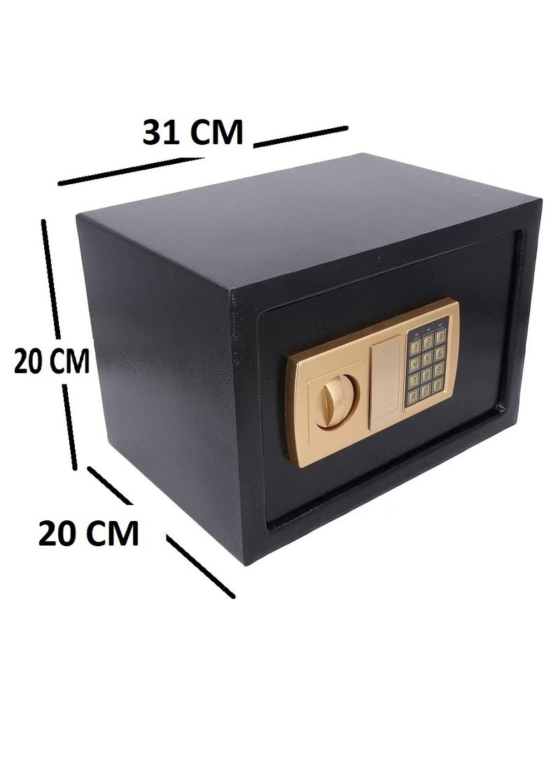 RENOVO Digital Safe Box With Electronic Keypad and Key Lock Black 200 MM - Image 2