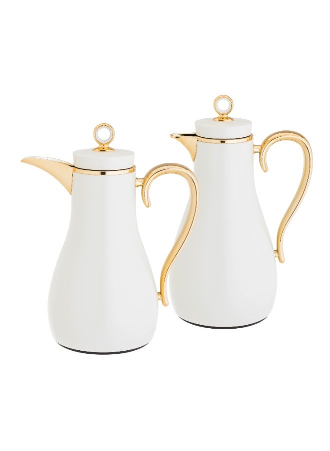 ALASKA Thermos Set for Tea and Coffee with an Elegant Design in White With Gold - Image 1