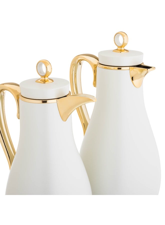 ALASKA Thermos Set for Tea and Coffee with an Elegant Design in White With Gold - Image 3
