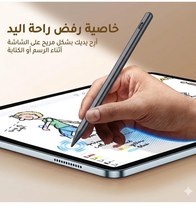 باروكس قلم ايباد ستايلس ذكي (Stylus Pen) متوافق مع جميع أجهزة iPad من 2018 حتى 2026 – يدعم الجيل 11 والحادي عشر وiPad A16 والجيل العاشر والتاسع والثامن والسابع والسادس وiPad Pro وiPad Air وiPad Mini – بخاصية رفض راحة اليد (Palm Rejection) وكتابة دقيقة وسلسة – شحن سريع USB-C خلال 13 دقيقة – بطارية تدوم حتى 14 ساعة – يشمل 2 رؤوس إضافية –لون القلم أسود-يعمل فقط مع الايباد وغير متوافق مع أجهزة أندرويد (لا يدعم هواوي وهونر) - Image 5