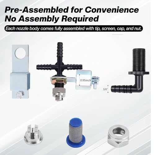 JADSOrBoBi Spray Boom Repair Kit with 8001VS Tips 38 Nozzle Body Elbows Cross Tip Screens Nozzle Caps Nuts 1 Boom Clamps Hose Clamps Sprayer Parts for 3Tip Boom Repair - Image 3