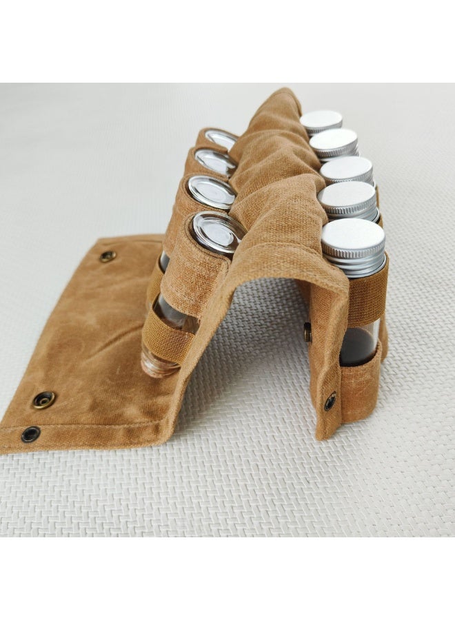 1pcs Outdoor Camping Spice Kit with 9 Spice Jars,Portable Canvas Seasoning Storage Bag，Travel Seasoning Container，for Outdoor Travel Camping BBQ Picnic - Image 4