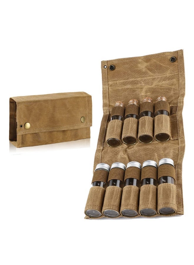 1pcs Outdoor Camping Spice Kit with 9 Spice Jars,Portable Canvas Seasoning Storage Bag，Travel Seasoning Container，for Outdoor Travel Camping BBQ Picnic - Image 2