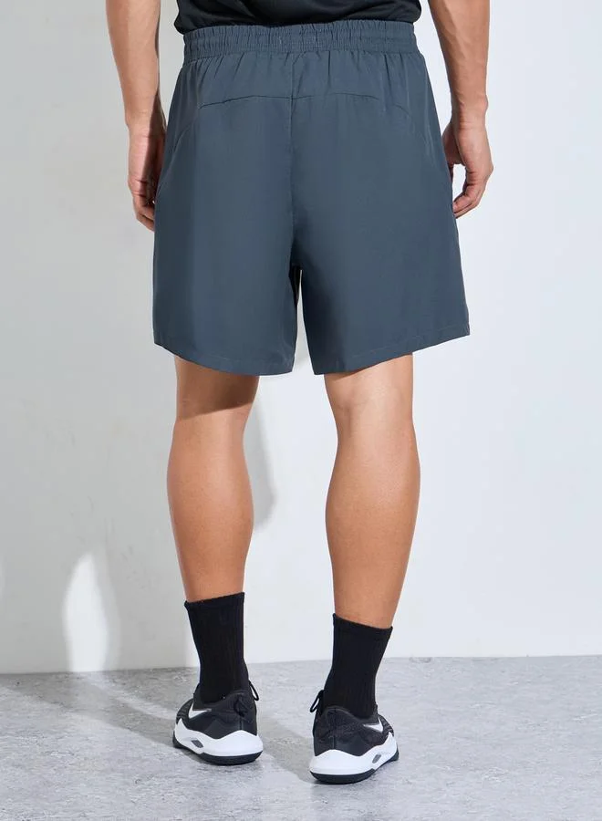 Styli Active  Men Charcoal Paneled Zipper Pocket Active Shorts for Men | Best Price UAE