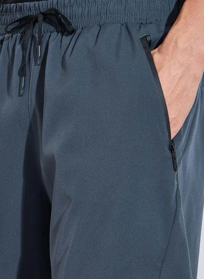 Styli Active  Men Charcoal Paneled Zipper Pocket Active Shorts for Men | Best Price UAE