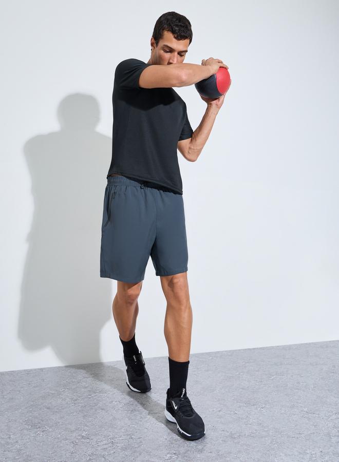 Styli Active Men Charcoal Paneled Zipper Pocket Active Shorts - Image 2